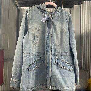 Long Denim Hooded Jacket - Brand New with Tags!